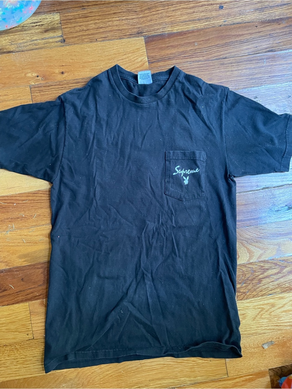 Supreme playboy Black Pocket Tee with Script Logo